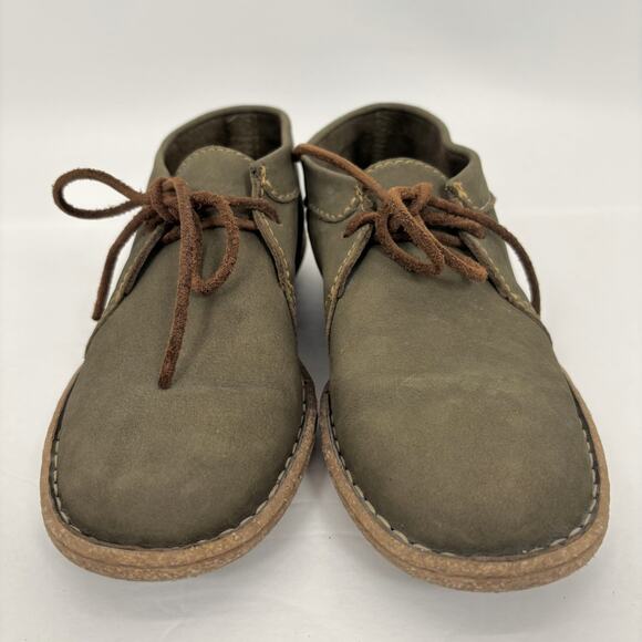 Born Nuala Booties 7 Green Nubuck Leather Ankle Lace Up Boots Shoes Earthy Lagom - Picture 2 of 10